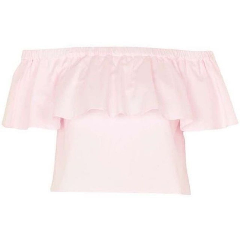 TOPSHOP Pale Pink Ruffle Bardot Off the Shoulder